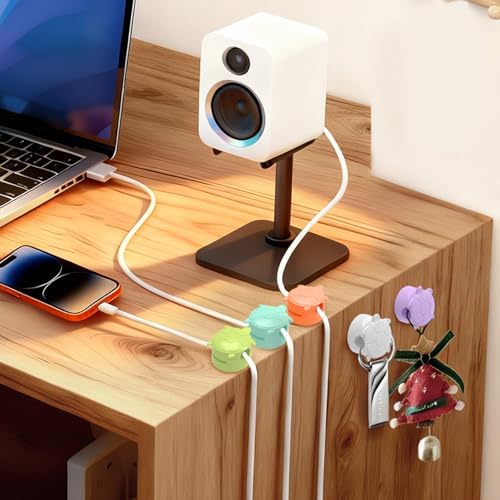 Rotatable Cable Clips, 8 Pack Cord Holder for Nightstand Multicolor