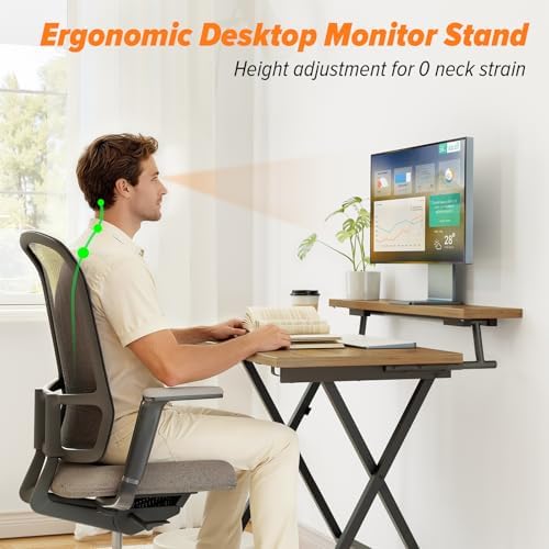 WOHOMO Folding Computer Desk with Monitor Stand, Adjustable Height, Walnut