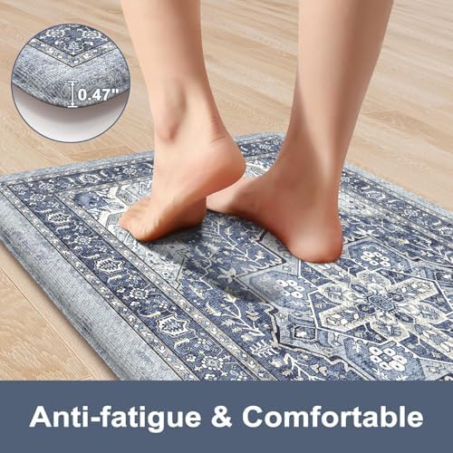 KIMODE Anti Fatigue Kitchen Mat, Cushioned Kitchen Mats for Floor 2 piece