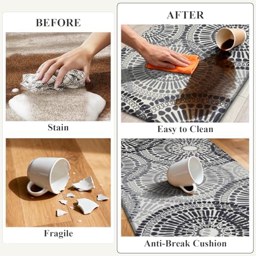 HEBE Anti Fatigue Kitchen Rugs Set of 2, Cushioned Kitchen Mats for Floor