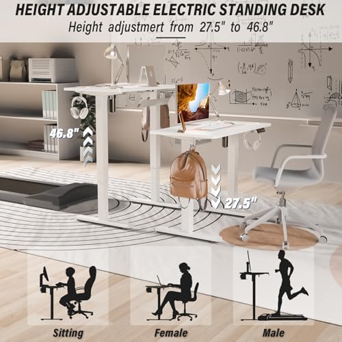Kingant Standing Desk, 35x20 Inch Electric Height Adjustable Computer Desk