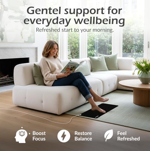 Terra Grounding Mat Earthing Pad - Conductive Carbon Foot Mats with 16ft Cord - Portable Grounding Well Desk Mat for Sleep Pain Relief Energy