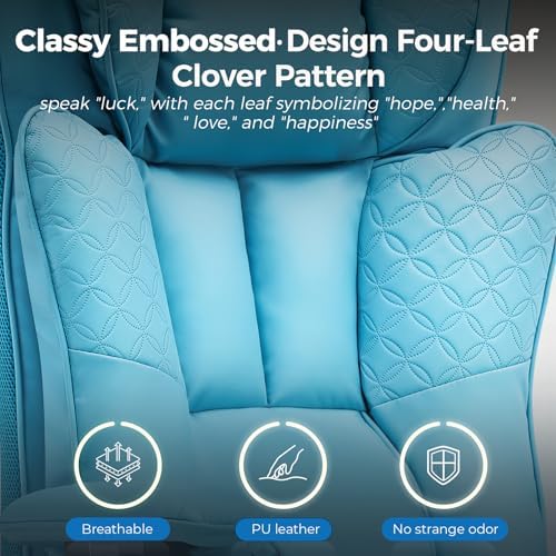 GTPLAYER Big and Tall Office Chair, Wide Ergonomic Gaming Chair with Deluxe Embossing Designed Leather with Foot Rest,150°Reclining Adjustable Soft Armrests Pocket Spring Back Support and Pillow