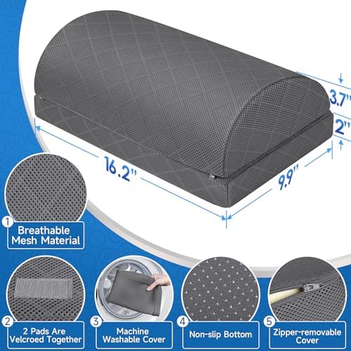 CushZone Foot Rest,Desk & Gaming Accessories,Foot Rest for Under Desk at Work,Comfortable Footrest with 2 Adjustable Heights & Removable Cover, Office Desk Accessories（Gray） (Pack of 2)