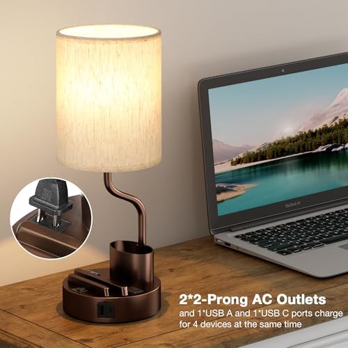 Fenmzee Bedside Lamps for Bedroom Set of 2 - Table Desk Lamp for Nightstand