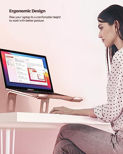 Nulaxy Full Aluminum Laptop Stand, Stable Support to 22 lbs, Rose Gold