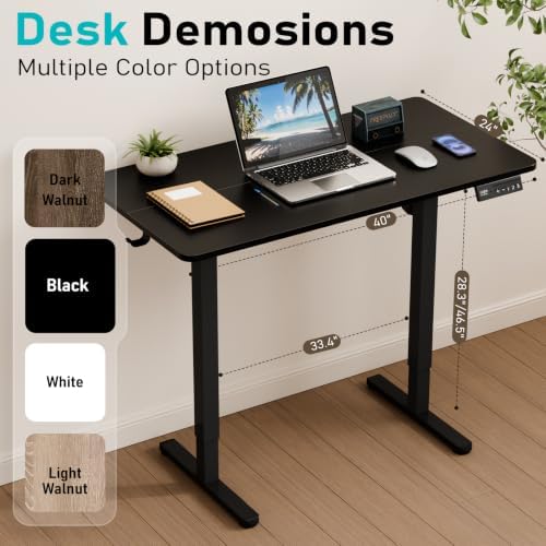 Electric Standing Desk, 40" x 24" Small Sit Stand Desk, Black