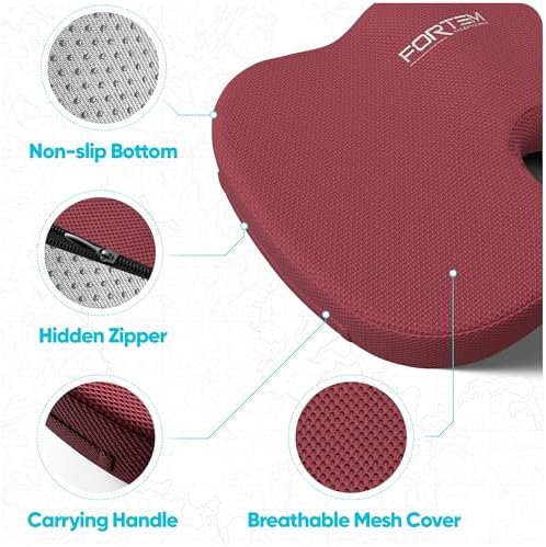 FORTEM Seat Cushion, Office Chair Cushion for Tailbone Sciatica Pain Relief