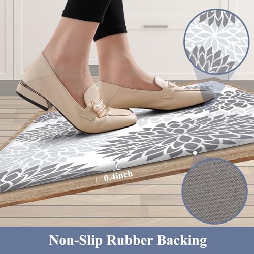 HEBE Anti Fatigue Kitchen Rugs Set of 2, Cushioned Kitchen Mats for Floor