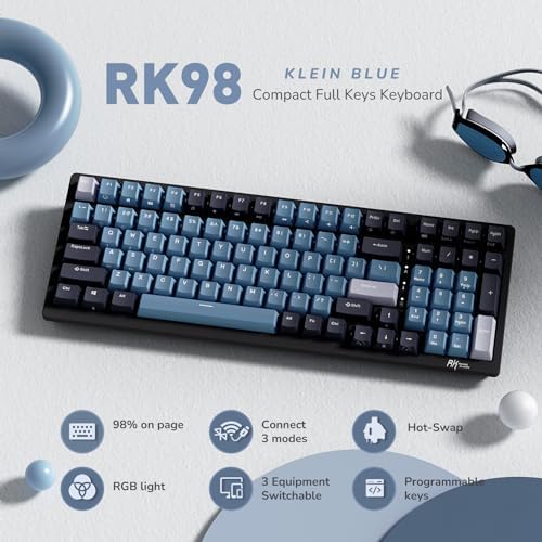 RK ROYAL KLUDGE RK98 Wireless Mechanical Keyboard, 3750mAh, 96% Layout