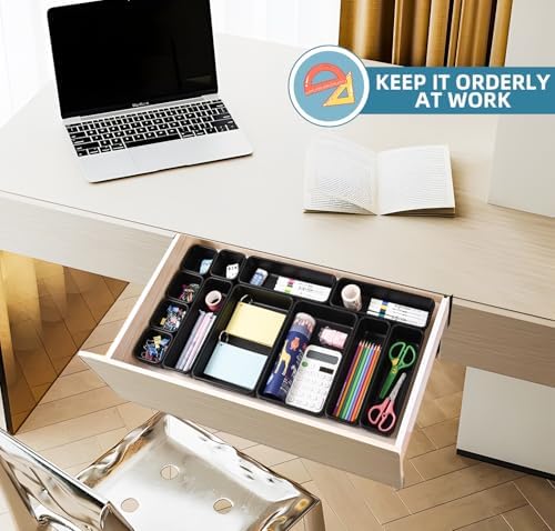 Kutesna 15PCS Interlocking Drawer Organizer, Plastic Desk Organizers Set