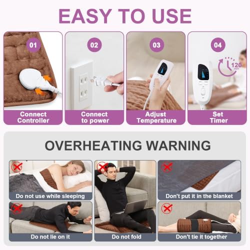 Heating Pad,Electric Heating Pads,Heating Pad for Back,Brown,24x20 Inch
