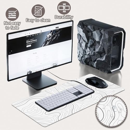 Gaming Mouse Pad - (31.5"×11.8") Topographic Large Mouse Pads for Desk - Desk Mat for Keyboard and Mouse with Non-Slip Base, Desks Pad Matfor Game/Office & Home