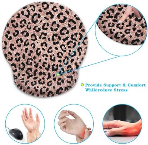Britimes Ergonomic Mouse Pad with Wrist Support, Rose Leopard