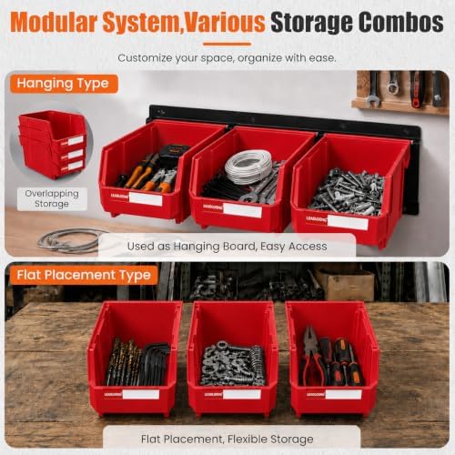 14pc Wall-Mounted Storage Organizer Mixed V1 V2 Combo Red