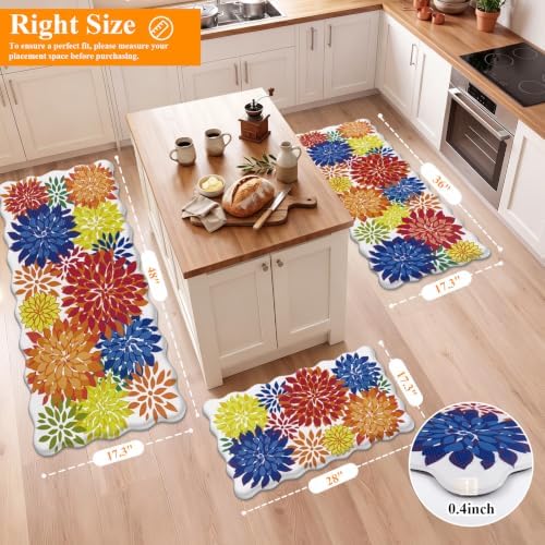 HEBE Anti Fatigue Kitchen Rugs Set of 3, Cushioned Kitchen Mats for Floor