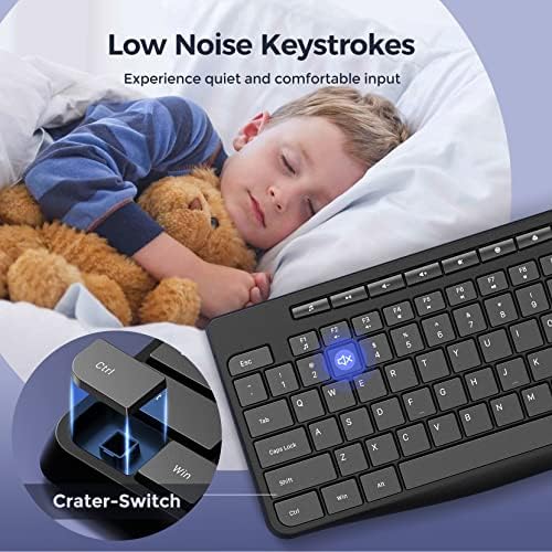 Virfour Wired USB Computer Keyboard, Quiet Keyboard with Multimedia Keys