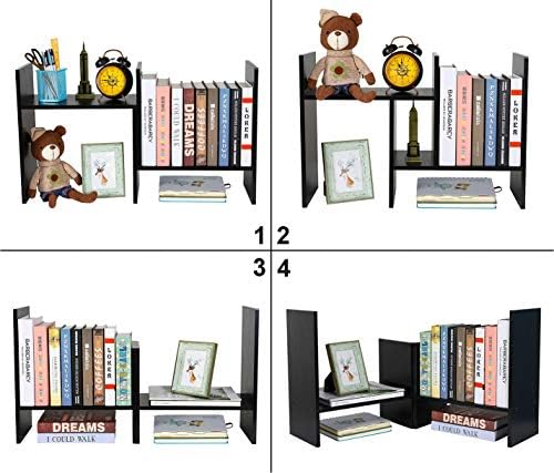 PAG-Mass Desktop Bookshelf Freestanding Wooden Countertop Bookcase Accessories Organizer Display Rack Dorm Desk Storage Shelf