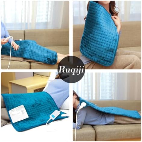 Ruqiji 17''x33'' XXXL King Size Heating Pad with 10 Temperature Settings, Pain Relief for Back/Neck/Shoulders/Menstrual Pain/Leg Cramp(Light Teal)