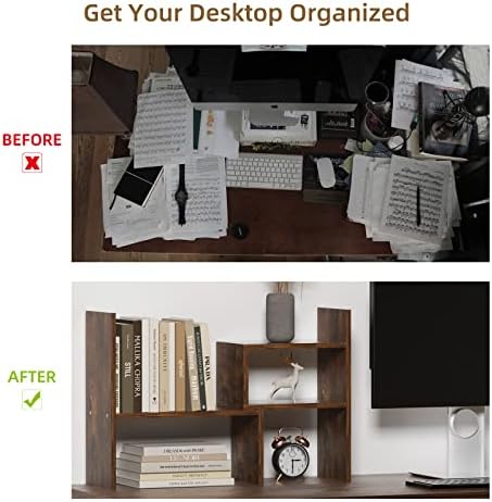 TY ARTS & CULTURE Expandable Wood Desktop Organizer Countertop Bookshelf