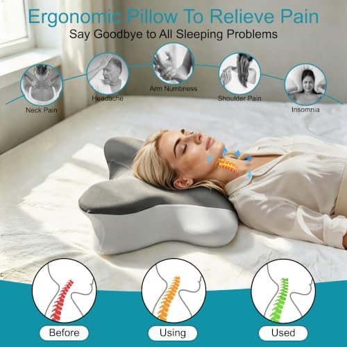Cervical Neck Pillow, Ergonomic Support Contour Memory Foam Pillows