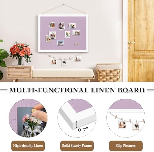 DOLLAR BOSS Double-Sided Bulletin Boards with Linen, 24"x18" Cork Board, Purple