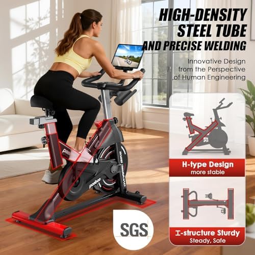 Stationary Exercise Bike for home, Magnetic Resistance, Silence & Smart App
