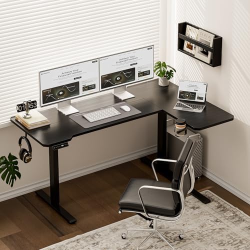 Acrolix L Shaped Electric Standing Desk,59x40 Reversible,Black
