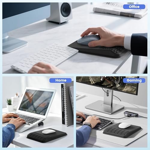 MEKASS Ergonomic Mouse Pad with Wrist Rest, Mouse Pad with Wrist Support for Pain Relief, Memory Foam Mousepad with Massage Design, Non-Slip PU Base for Office, Home, Desk (Classic Black)