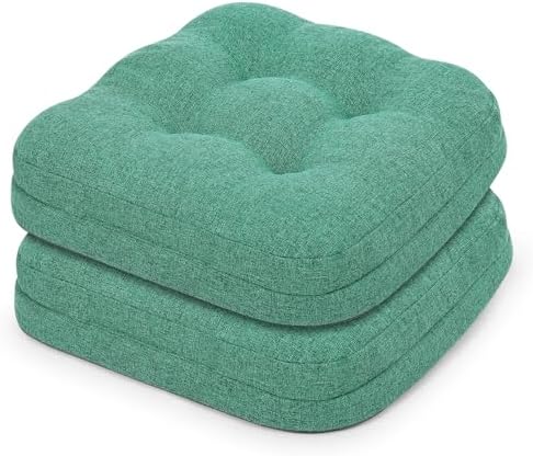baibu Dining Chair Cushions, 2 Pack, 16.5 x 16.5 x 3.5 in, Turquoise Green