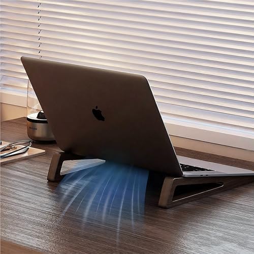 Bamboo Laptop Stand for Desk – Ergonomic, Space-Saving, Lightweight Stand for Laptops, iPads, and Tablets (Brown)