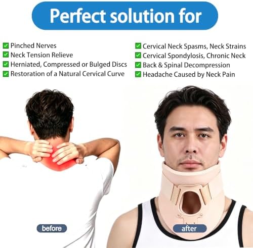 Compatible with Lightweight Foam Neck Brace, Soft Cervical Collar, Height 3 1/4 Inch Neck Immobilizer, Neck Traction Support for Neck Pain Relief, Adjustable Neck and Head Stabilizer (M)