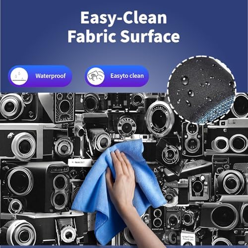 Retro Camera Collection Large Mouse Pad, Montage Design Dark Grey Desk Mat