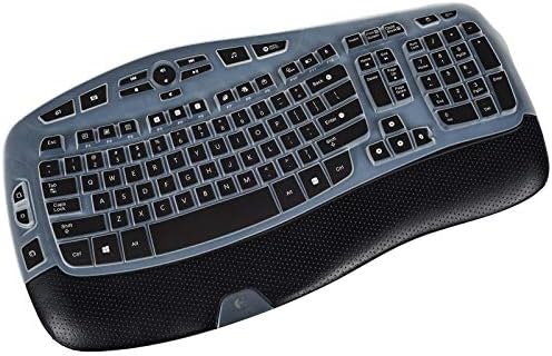 Keyboard Cover Skin for Logitech MK570 K350 MK550 Wireless Wave Keyboard, Ultra Thin Silicone Logitech MK570 Keyboard Protector-Black