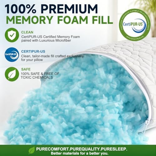 Cooling Pillows King Size Set of 2, CertiPUR-US Shredded Memory Foam Pillows,Soft Yet Supportive Pillow for Sleeping, Cool Pillow for Hot Sleepers,Adjustable Firm Pillow for Side,Back,Stomach Sleepers