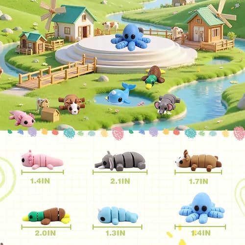 40 PCS 3D Printed Animal Figurines, Flexible Articulated Animal Figurines, Classroom Reward, Party Favor, Fidget Toys, Mini Car Decor, Gifts for Girls and Boys, Office Desk Pets, Birthday Gifts