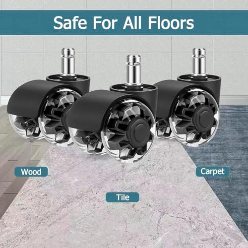 Office Chair Wheels,Set of 5 Replacement Wheels for All Hardwood and Carpet Floors,Heavy Duty Rollerblade Style Computer Desk Gaming Home Chair Casters Wheels,Universal Size(Black 11x22mm)
