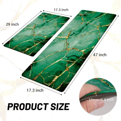 Tyrot Gold Green Kitchen Mats for Floor 2 Pcs 17.3"X28"+17.3"X47"