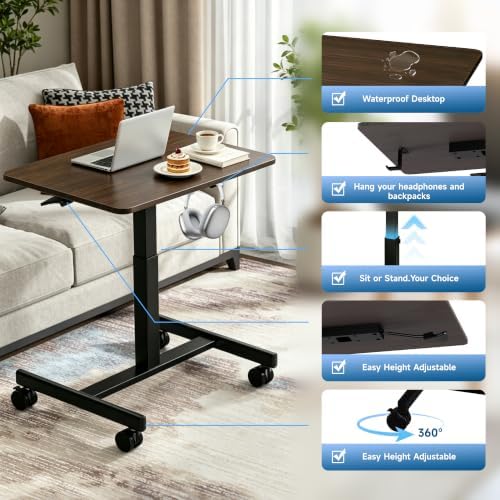 Mobile Small Standing Desk (Deep Walnut)