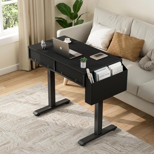 KLUVIS Electric Standing Desk with Drawers, 32 Inch, Black