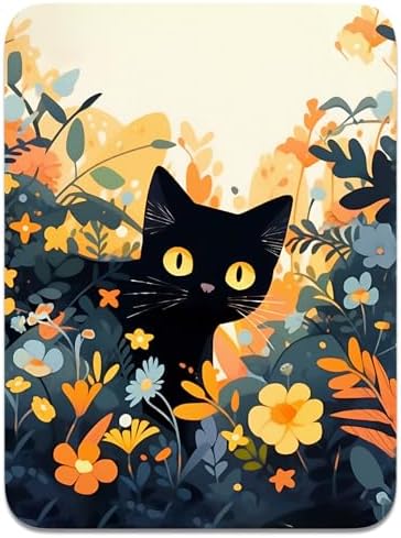 Small Mouse Pad, Mini Mouse Pad 6 x 8 Inch, Thick Rubber Waterproof Mouse Mat, Cute Mousepad for Women Men Wireless Mouse Laptops Home Office, Cute Cat in Flower
