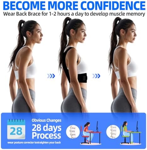Posture Corrector for Women and Men ( Order A Size Up ) Upgraded Back Brace Support, Adjustable Shoulder Straightener for Improving Back Posture, Relief for Upper and Lower Back, Lumbar, Neck, Shoulder Pain (3XL(47.2~53.1))