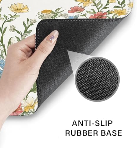 Desk Pad and Keyboard Wrist Rest, Large Mouse Pad + Keyboard Pad+Mouse Wrist Support, Non-Slip Desk Mat Protector for Office, Home 31.5×11.8 Inches Spring Floral