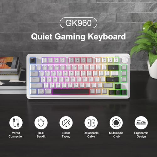 MageGee 80% Gaming Keyboard, RGB Backlit Wired Mechanical Feel Keyboard with Volume Knob, 80 Keys Compact USB Keyboard, 19-Key Rollover, Multimedia Keys for PC, Computer, Laptop, Windows