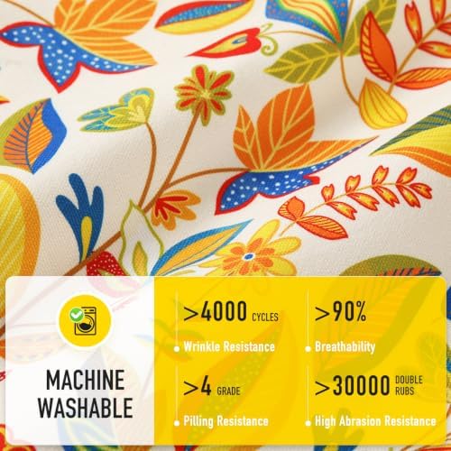 SUNROX Cooling Gel Memory Foam Chair Cushions, 2.6" Thick U-Shaped Dual-Layer Comfort Dining Chair Pads, Non Slip Seat Cushion with Ties for Indoor Kitchen Office 17"x16" Set of 4, Beige Floral Leaf
