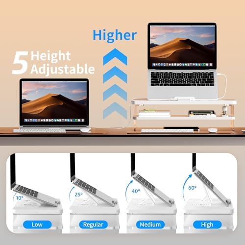 2-Tier Laptop Stand Adjustable Riser Holder,Ventilated Cooling Ergonomic
