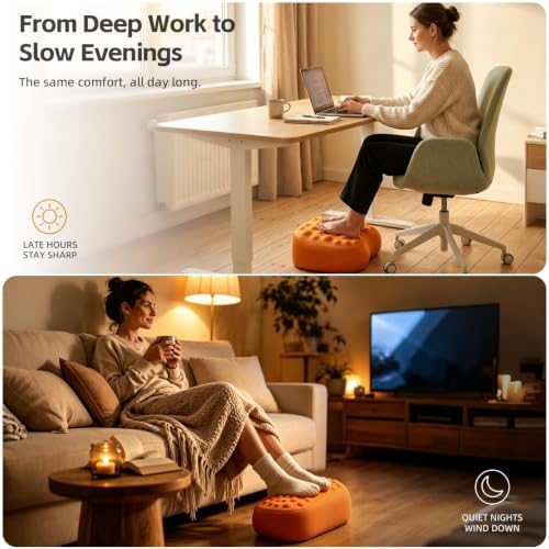 Foot Rest Under Desk, Memory Foam Ergonomic Footrest, Orange