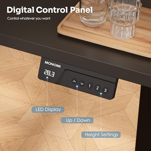 Monomi 35" x 24" Small Electric Standing Desk,Whole Piece Desktop,Black