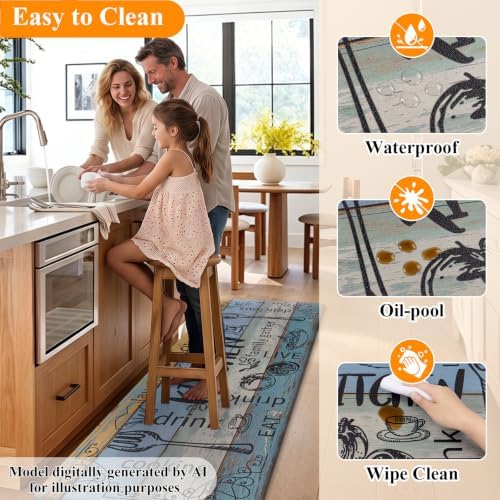 HEBE Anti Fatigue Kitchen Rugs Set of 2, Cushioned Kitchen Mats for Floor