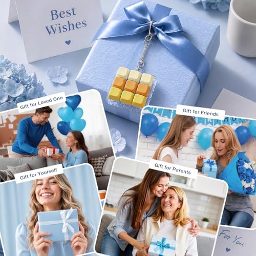 Keyboard Fidget Toy, Creamy Fidget Clicker Keyboard Fidget Keychain, Button Fidget Gifts for Adults, Boost Focus & Ease Anxiety Anywhere — Perfect Stress-Relief Gift (3×3 Grid Layout R)